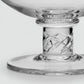 Simon Pearce Stratton Bowl made of clear glass, featuring a pedestal base with a twisted, spiral-design stem.