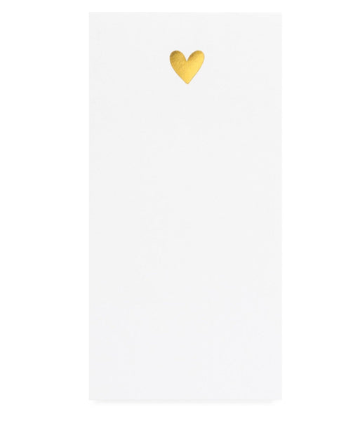 The Sugar Paper Gold Heart Everyday Pad from Sugar Paper captures a sense of simple sophistication with its crisp white design, elegantly adorned with a gold foil heart at the top center.