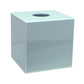 The Addison Ross Lacquer Tissue Box Collection features a cube-shaped, light blue high gloss cover with a circular top opening and a removable magnetic base.