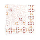A white cloth napkin from the Malta Tablecloth Collection by Kim Seybert, featuring geometric and floral embroidery in red, orange, and brown—an elegant accent to complement your Malta Tablecloth.
