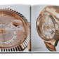 An open book showing detailed images of two rose gold wristwatches, perfect for aspiring Rolex collectors seeking to spot fakes with confidence can be found in "The Book of Rolex" by Graphic Image.