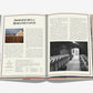 An open book, "The 100 Burgundy: Exceptional Wines To Build A Dream Cellar" by Assouline, displays Domaine de la Romanée-Conti text with a small building photo on the left and a black-and-white wine cellar photo on the right.