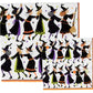 Witches Conga Line by Caspari: witches in black hats and dresses dance in a line with stars and Halloween details—printed in Germany on triple-ply napkins.