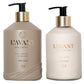 The Ambre Santal Collection by L'Avant Collective includes hand soap and hand lotion in neutral pump bottles, each offering a soothing sandalwood fragrance with luxury perfume notes.