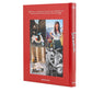 A hardcover book titled "Vespa" by Assouline, featuring a red cover adorned with four photographs of people with Vespa scooters that evoke Italian culture, includes a quote about experiencing the world differently and publisher details.