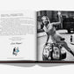 An open Assouline Vespa book displays a black-and-white photograph of a smiling woman waving from a vintage Vespa scooter, alongside a page of text titled "Final Note: A Principle on Two Wheels, Today, Tomorrow, Always.