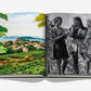 An open book, Wine & Travel Mediterranean Islands by Assouline, displays a vineyard photo on the left and two women holding grapes on the right, highlighting island wines such as Cannonau from Sardinia and Assyrtiko from Greece.