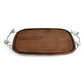 Rectangular wooden serving tray from the Michael Aram White Orchid Serveware Collection, featuring silver branch and flower handles that radiate purity against a white background.