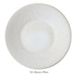 A large, round, white dinner plate with a textured radial pattern and subtle perle glaze from the Vuelta White Pearl Collection by Jars. "XL Dinner Plate" is displayed below the plate.