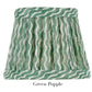 Introducing the Zafferano x Fermoie Poldina Lampshade Collection by Zafferano America, featuring hand-made lampshades with wavy lines embodying Fermoie design. This green patterned piece adds elegance and character, making it a perfect statement for any room.