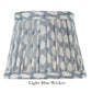 Explore the elegance of this light blue wicker-patterned lampshade from the Zafferano x Fermoie Poldina Collection by Zafferano America. With its woven texture and pleated design, it adds sophisticated charm to any space.