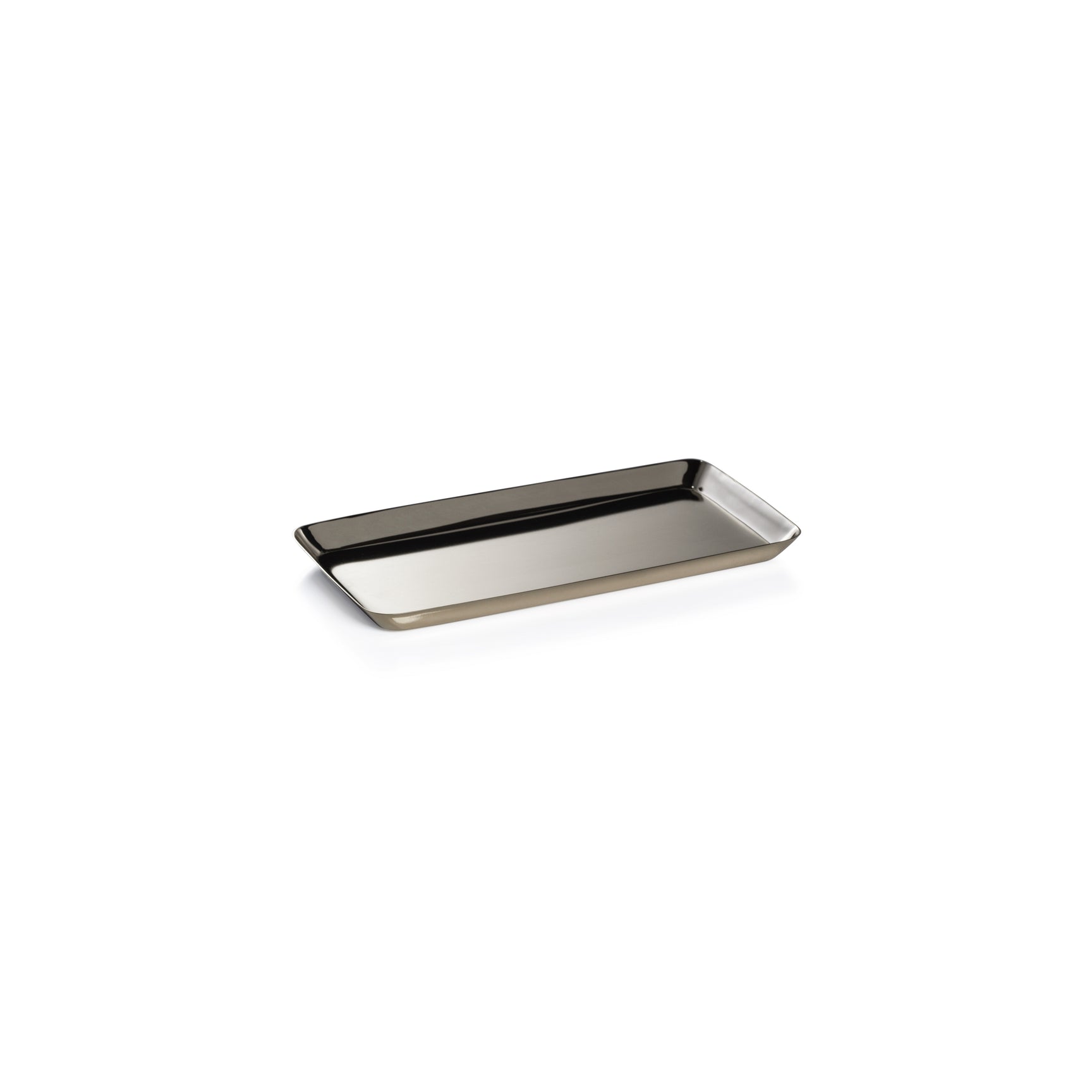 The Zodax Park Lane Versatile Rectangle Tray Collection features a sleek steel tray with raised edges, perfect for functional or decorative use, shown on a white background.