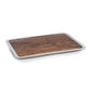 The Zodax Brasserie Steel and Acacia Wood Gastronomy Board Collection features a rectangular acacia wood board with a metal rim, showcased against a plain white background.