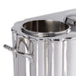 The Zodax Alsace Brass Two Bottle Wine Cooler in Polished Nickel features a shiny finish, circular opening, and side handle—perfect for serving wine in style.