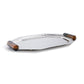 The Zodax Octagon Metal Tray with Horn Handle Collection features a rectangular stainless steel tray with polished gold accents and faceted amber-brown horn handles, adding sophisticated style to any setting.