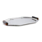 The Octagon Metal Tray with Horn Handle Collection by Zodax features a geometric metal tray with raised horn handles, dark translucent accents, and a refined silver finish.