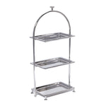 The Zodax High Tea 3-Tier Stand Collection features rectangular trays and an arched handle, perfect for displaying pastries or enhancing your afternoon tea service with elegance.