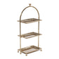 The Zodax High Tea 3-Tier Stand Collection features gold metal rectangular trays with an arched handle and four feet, ideal for elegant pastry displays or afternoon tea service.