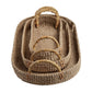 The Zodax Bamboo Handle Abaca Tray Collection features three oval, nested trays with bamboo-look handles, shown on a white background—offering both style and function for any setting.