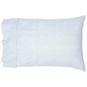 The Cinde Light Indigo Bedding Collection by John Robshaw features a rectangular pillow with a light blue and white striped cotton percale pillowcase, displayed against a white background.