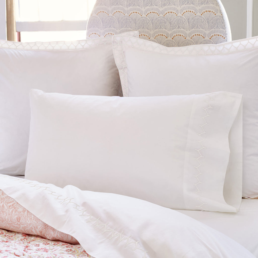 Stitched White Sheet Set - Thumbnail 4