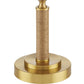 Close-up of the base of the Currey and Company Ippolito Brass Console Lamp, featuring a cylindrical brass stem wrapped in tan jute rope.