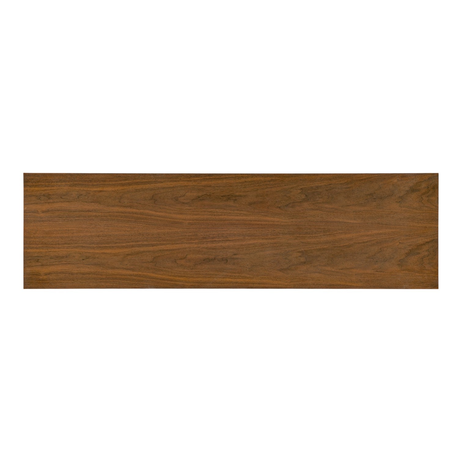 The Carolyn 3 Door Sideboard by Hickory Chair features a rectangular wooden plank top with a smooth brown finish and visible grain patterns, viewed from above against a white background—an elegant addition to any interior.