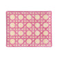 The HestiaLiving Epoch Versailles Collection features a rectangular mat with a pink geometric lattice pattern on a cream background—ideal for al fresco dining or holiday entertaining.