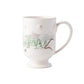 The Juliska Berry & Thread North Pole Dinnerware and Serveware Collection features a white ceramic mug with handle, decorated with snowy trees, mountains, and a reindeer—perfect for your festive Christmas table.