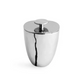 A gleaming, polished stainless steel container with a round lid and central knob from the Michael Aram Reflective Bath Collection, photographed against a plain white background—an elegant addition to your bathroom counter accessories.