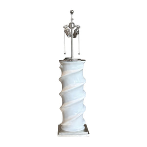 The Christopher Spitzmiller Amanda Lamp in Clear with Silver Base features a modern design ideal for sophisticated decor and ambient lighting in any room, shown without a lampshade for contemporary style.