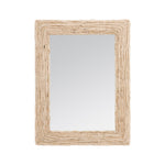 The Made Goods Amani Rectangular Abaca Rope Mirror features a thick, organically textured frame crafted from natural abaca fiber, displayed against a plain white background.