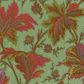 The Caspari Paisley Leaves Sage Green Collection features a vibrant paisley pattern with large red, purple, and yellow leaves plus small floral accents on a light green background—ideal for stylish party supplies or paper products.