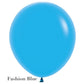 A single blue balloon with a shiny surface, labeled "Solid Balloon" by Burton+Burton on the bottom left corner, is perfect to complement live floral arrangements or a balloon bouquet.