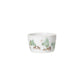 The Juliska Berry & Thread North Pole Dinnerware and Serveware Collection features a white ceramic bowl with green and brown reindeer, people, and pine trees—ideal festive dinnerware to enhance your Christmas tableware.