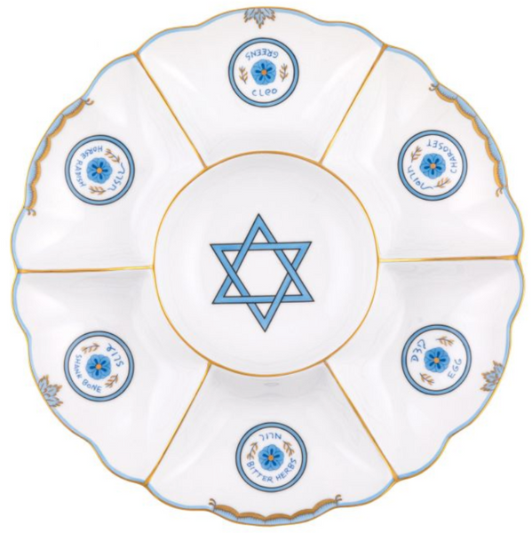 Herend Fish Scale Seder Plate, Blue