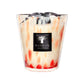 The Baobab Collection Pearls Coral Candle by Baobab features a hand-blown glass holder with red and white marbled patterns, black label, and two black ribbon wicks—adding elegance and fragrance to any space.