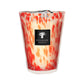 The Baobab Collection Pearls Coral Candle by Baobab showcases a red and orange speckled hand-blown glass design with a black label, serving as a stunning decorative scented candle for any space.