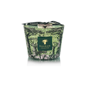 The Baobab Collection Sacred Trees Touba Candle features a green and black baobab-inspired design inspired by Africa’s Great Green Wall and is finished with a branded ribbon.