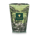 The Baobab Collection Sacred Trees Touba Candle by Baobab is a large green and black candle featuring a forest-inspired design and a gold tree logo, inspired by the Great Green Wall of Africa.