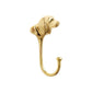 The Rejuvenation Cast Brass Dog Hooks feature a dog’s head and neck in gold, crafted from solid brass with a curved hook for hanging.