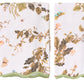 Two white bath towels from the Vivian Magnolia Floral Scallop Towel Collection by Weezie Towels, featuring a floral and butterfly print with green scalloped trim—an elegant touch for your space.