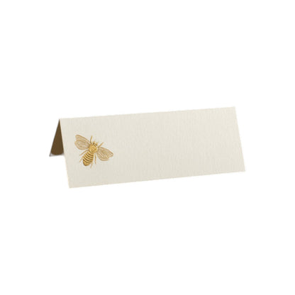 The Printery Bee Place Card Set features tented bone white cards with a gold bee illustration on the left side.