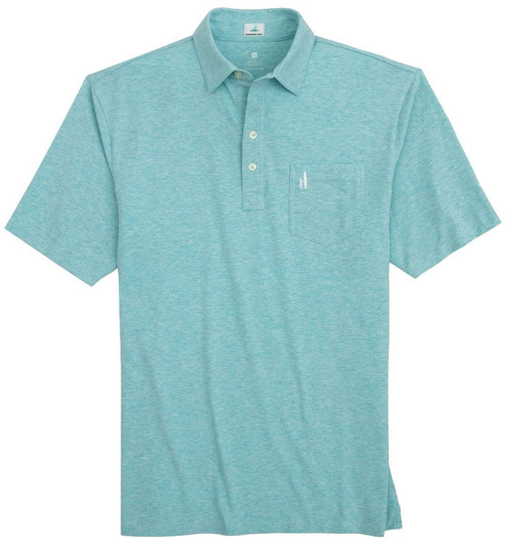 A Johnnie-O heathered original polo shirt made from a cotton and spandex blend.