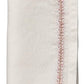 The Kim Seybert Jardin Napkin Set in "White/Blush" features folded white linen napkins with pink decorative edge stitching and delicate embroidery for an elegant touch.