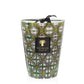 Decorative Baobab Bohomina Lazlo scented candle in a geometric patterned glass container with a black ribbon and Baobab brand logo.