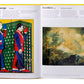 An open Phaidon The Art Book displaying two pages with art: on the left, a colorful contemporary piece by Gilbert and George, and on the right, a classical painting titled "The Dream of Solomon" by Giorgia Delugan.