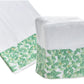 Introducing the Boxwood Bath Collection by Haute Home—a tissue box cover and matching tip towel crafted from Italian linen, adorned with a green leafy pattern on a crisp white background.