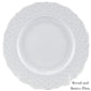 The Empire White Dinnerware Collection by Anna Weatherley features a white porcelain bread and butter plate with a textured lattice-patterned rim. "Bread and Butter Plate" appears in the bottom right corner. Made in Portugal.
