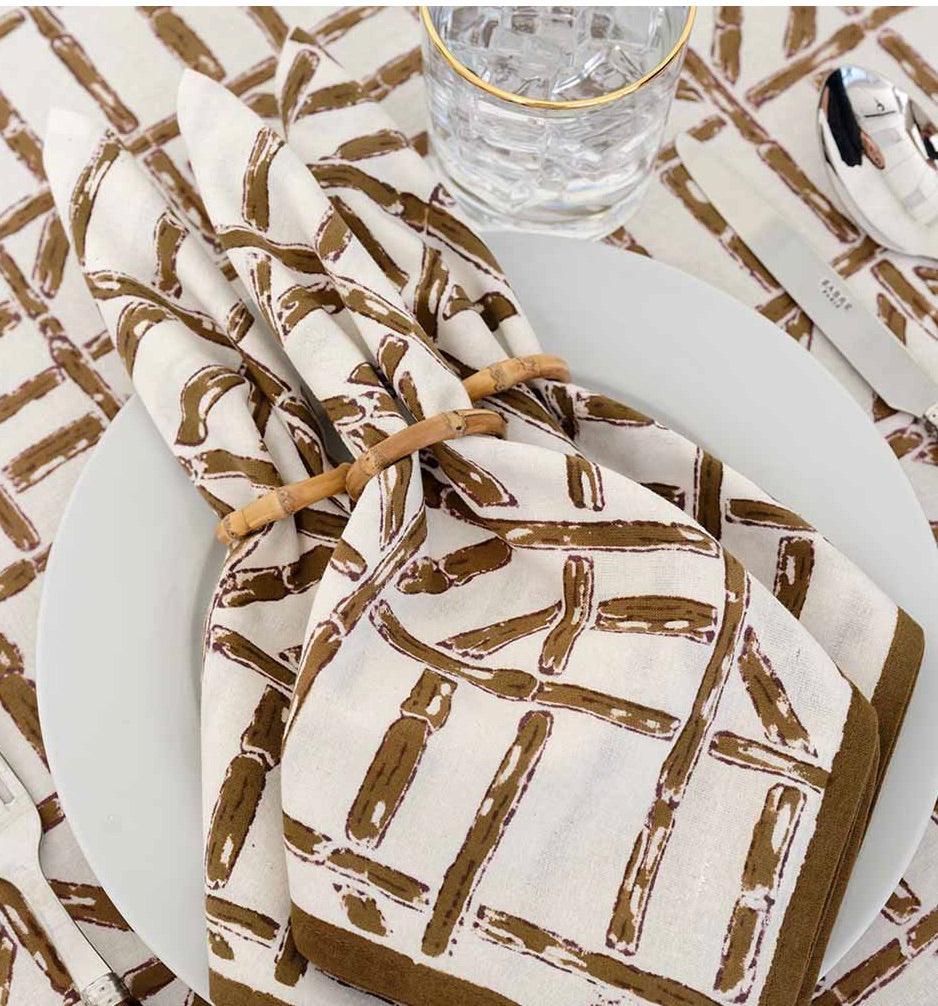 Pomegranate Inc. Brown Bamboo Collection Tablecloth - Thumbnail 2